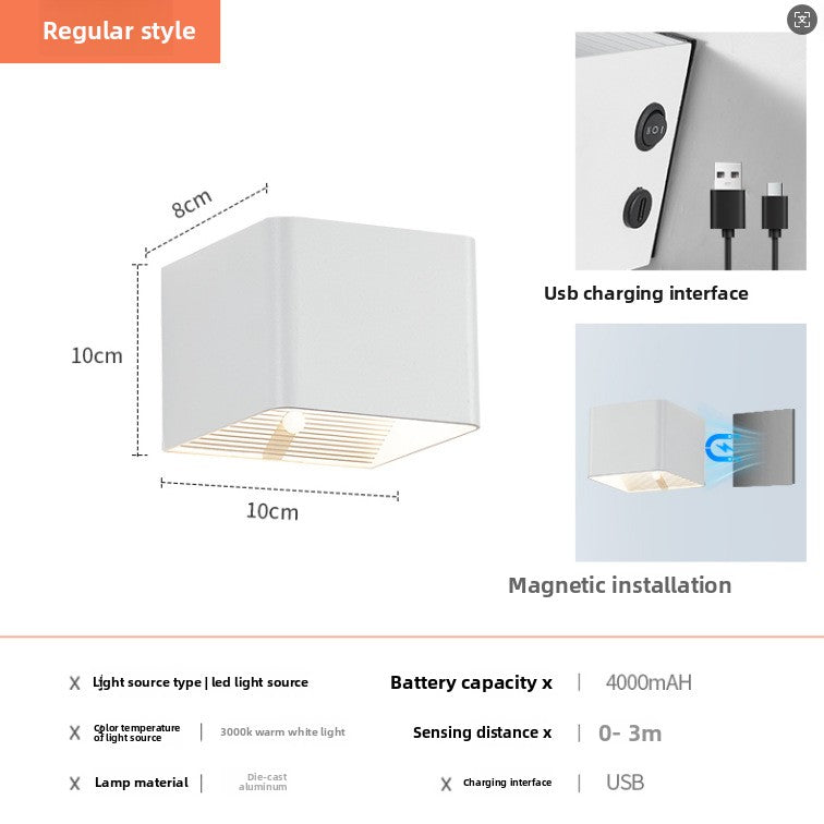 Rechargeable Magnetic Motion Sensor Wall Light