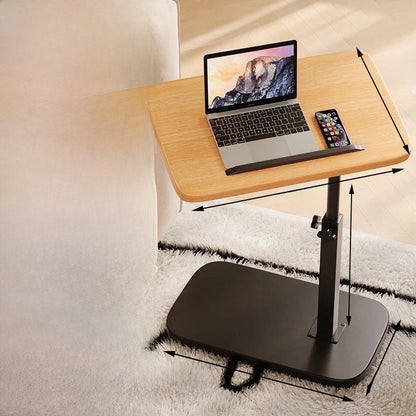Adjustable Height Mobile Side Table with Storage Shelf