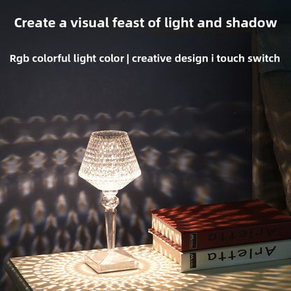 Rechargeable RGB Crystal Wine Glass Table Lamp