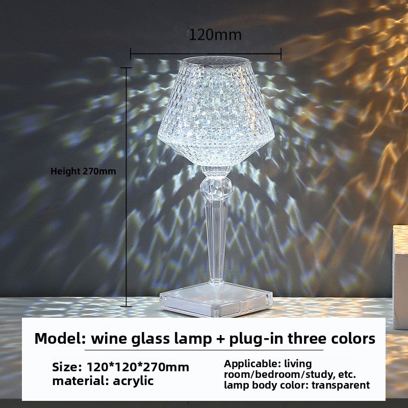 Rechargeable RGB Crystal Wine Glass Table Lamp