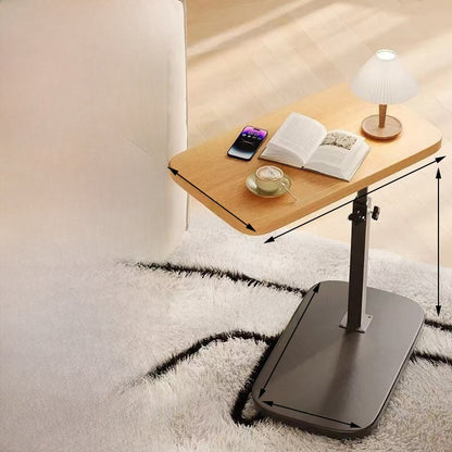 Adjustable Height Mobile Side Table with Storage Shelf