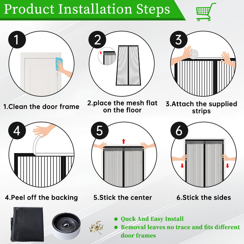 Magnetic Self-Sealing Mosquito Door Curtain