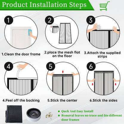 Magnetic Self-Sealing Mosquito Door Curtain