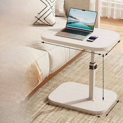 Adjustable Height Mobile Side Table with Storage Shelf